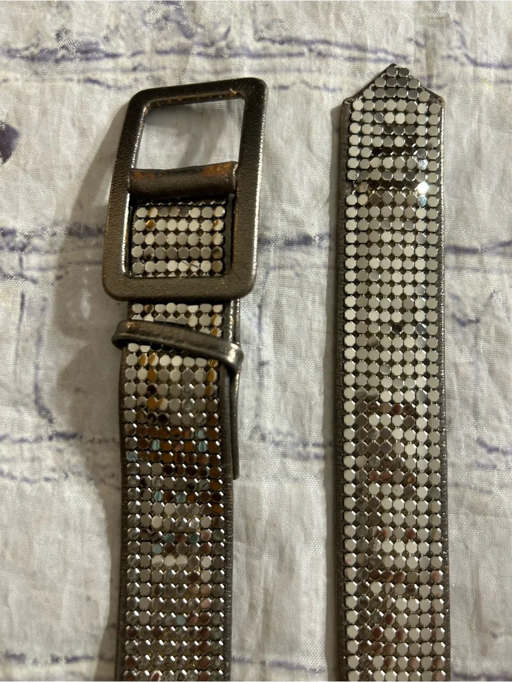 LOT OF (3) EMBELLISHED SILVER PRINT DETAILS RHINESTONES SEQUINS & CROC BELTS